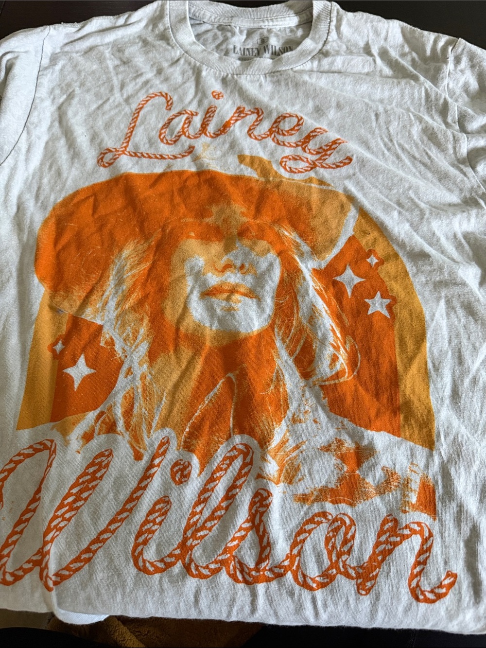 Lainey Wilson Women's White Short Sleeve Graphic Tee - Orange Print